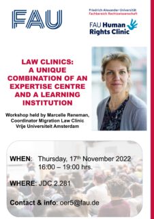 Zum Artikel "Workshop der Human Rights Clinic zum Thema „Law Clinics: A unique combination of an expertise centre and a learning institution“ Do, 17.11.2022, 16-19 Uhr, JDC 2.281"